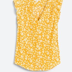 Floral Yellow Blouse flutter sleeves